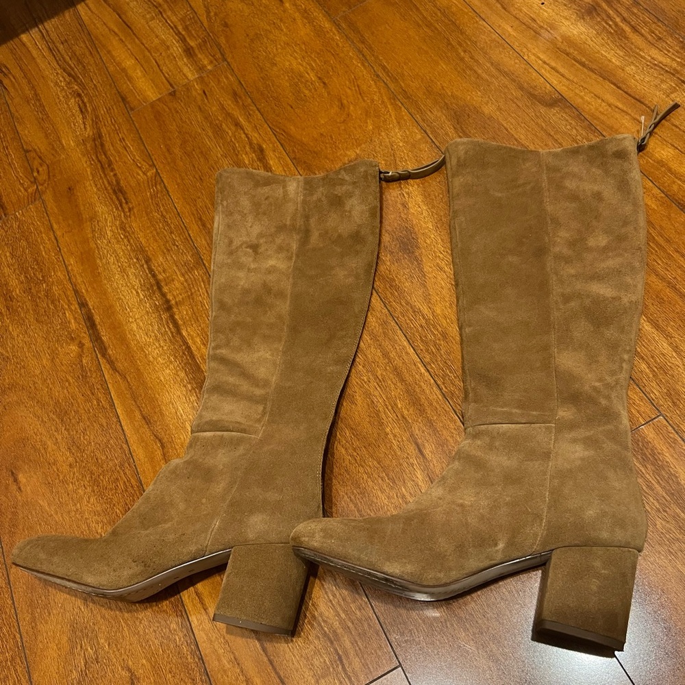 Brown Suede Knee-High Boots